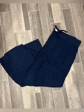Liz Claiborne navy linen wide leg capris